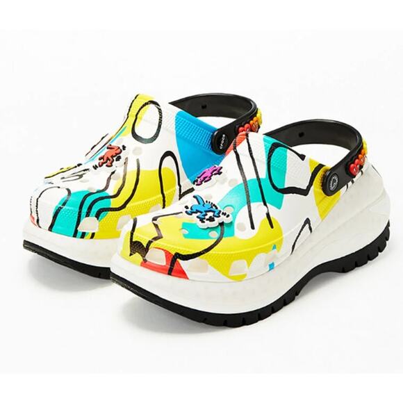 Crocs Unisex Keith Haring Mega Crush Clogs M6 W8 EU 38-39 White Black NWT - Picture 1 of 14